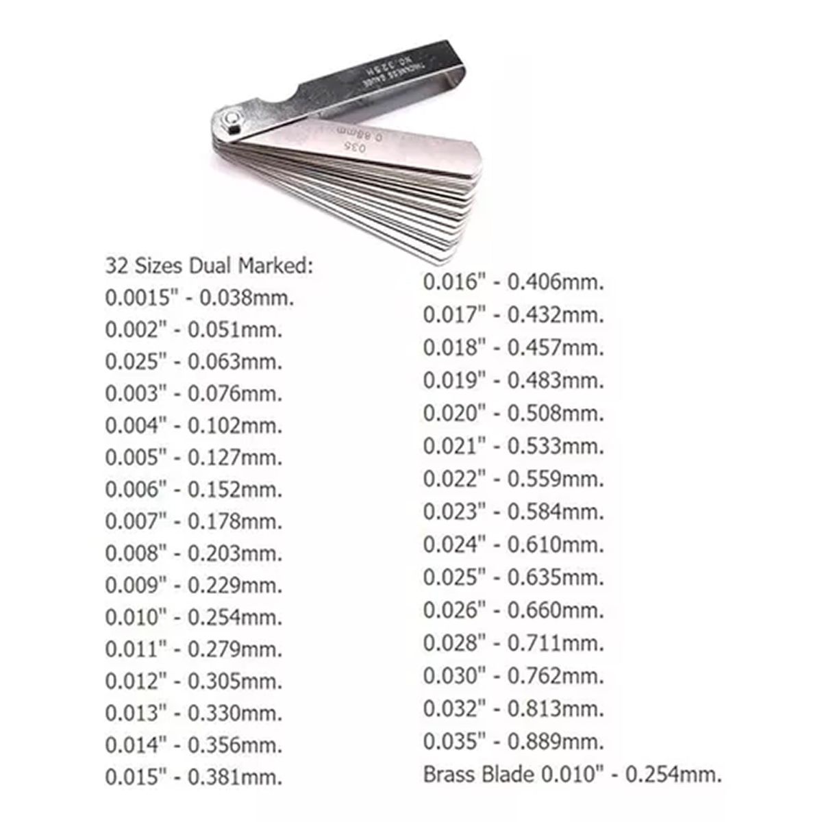 ESHOPANGIE - Sensor Galga De Espesores De Acero Inoxidable 32 Piezas