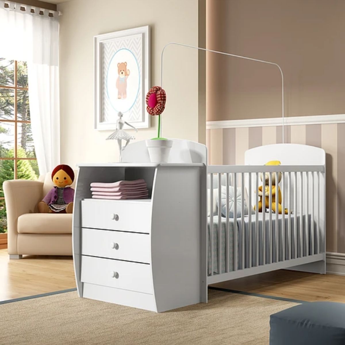 KIDSCOOL - CUNA CON COMODA BAMBINI BLANCA - KIDSCOOL - 05160002