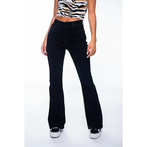 EFESIS - Jeans Feel Flare Hilo Contratono Tapetas Bolsillo Negro