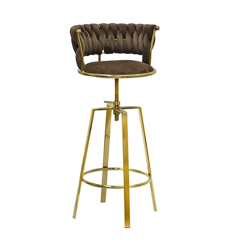 MSA MUEBLES SANTA ANA - Taburete Tapizado Premium Gold c/ Respaldo ( 50 x 50 x 90 cm)