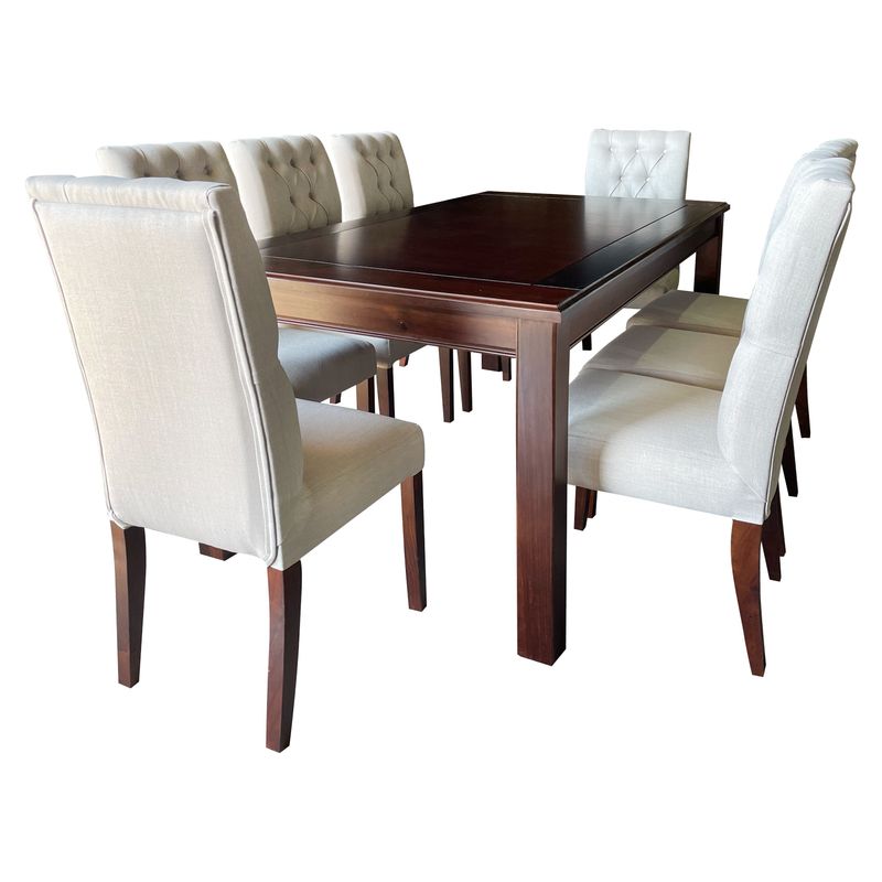 LAS ARAUCARIAS - Juego de Comedor Barcelona 8 sillas Capitoné Mesa Rectangular