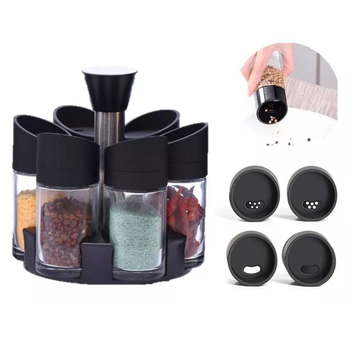OEM - Set De 6 Especieros Condimentos Con Base Giratoria