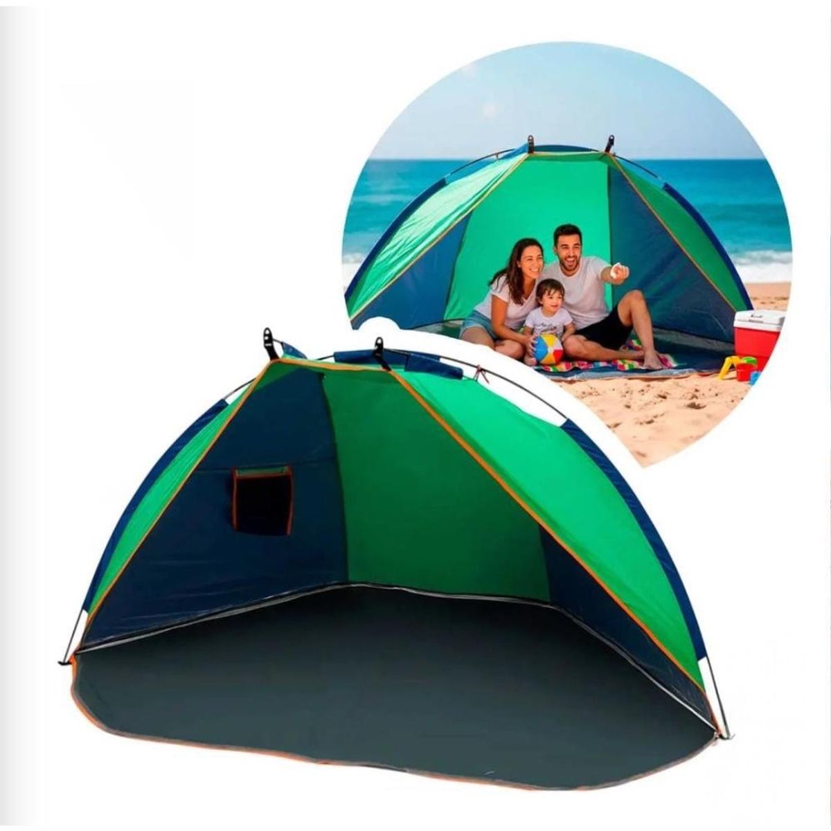 GENERICO - Paraviento Media Carpa Con Filtro Uv Playa Bicolor