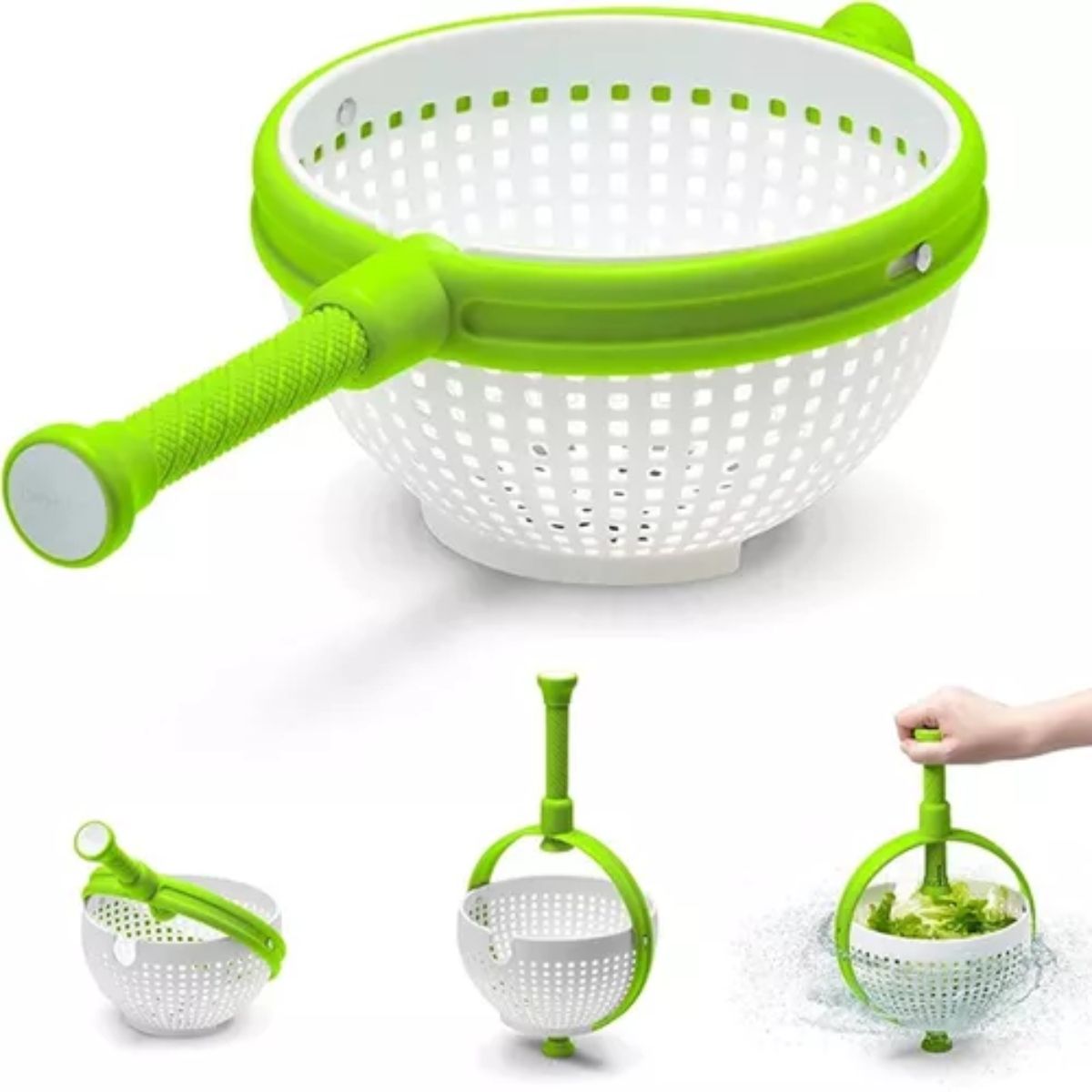 OEM - Colador Lavador Multiuso de Verduras Giratorio Plegable Con Asa