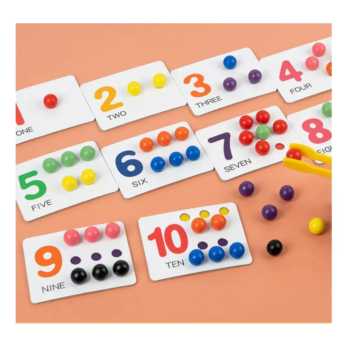 GENERICO - Juego Montessori para niños de cuentas y colores para conteo