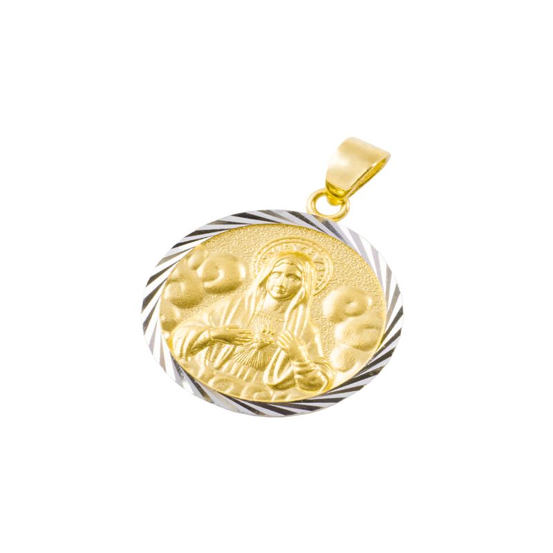 JB JOYAS BARON - Colgante de Oro 18kt Virgen bisel blanco estriado