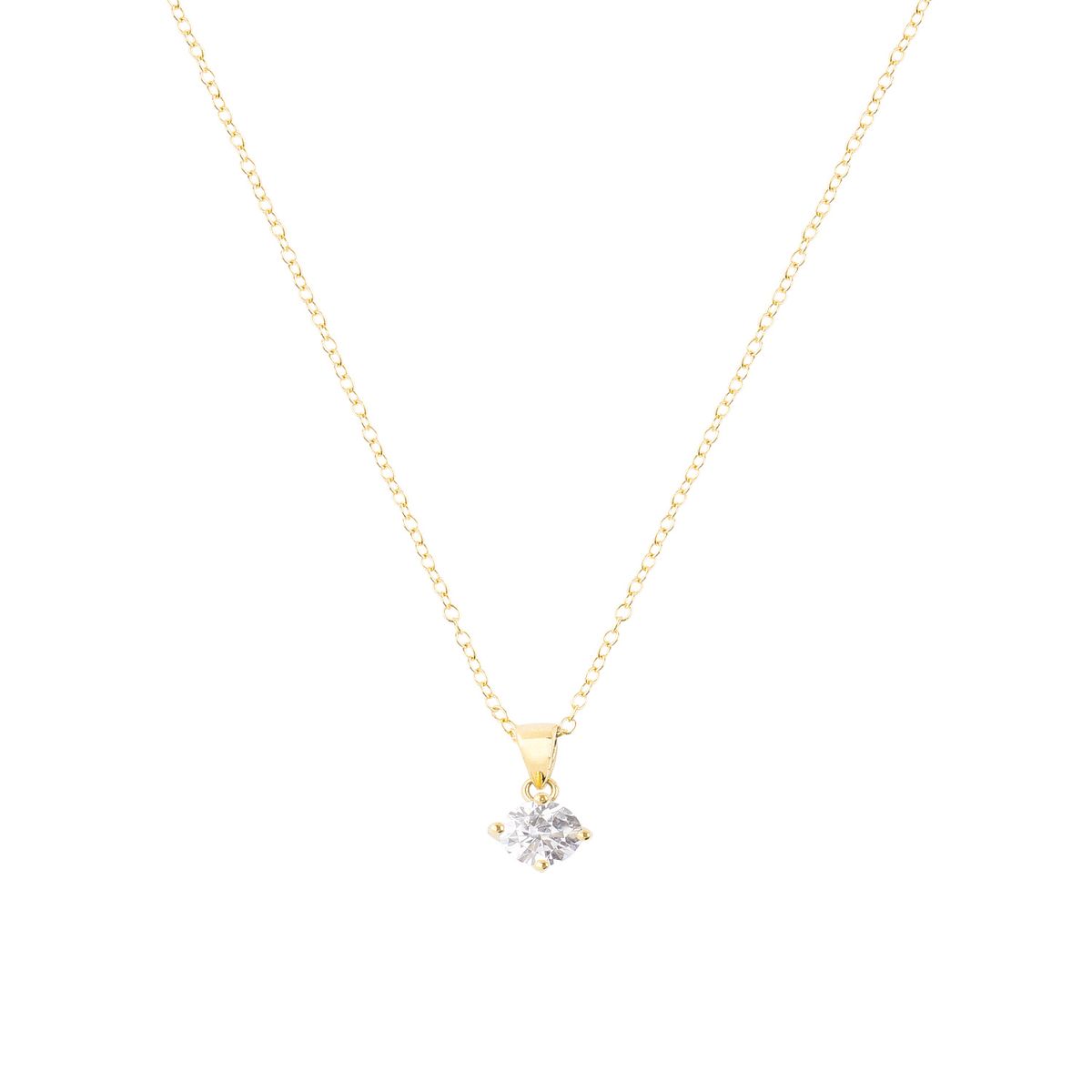 JB JOYAS BARON - Colgante de Oro 18kt Modelo Circón solitario 4 grifas