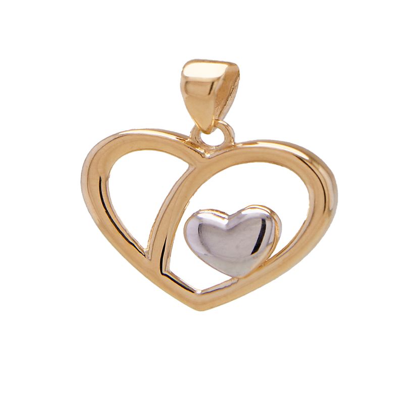 JB JOYAS BARON - Colgante de Oro 18kt Modelo Corazón Bicolor 1,3