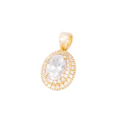 JB JOYAS BARON - Colgante de Oro 18kt Modelo Circonita Ovalada Enmarcada