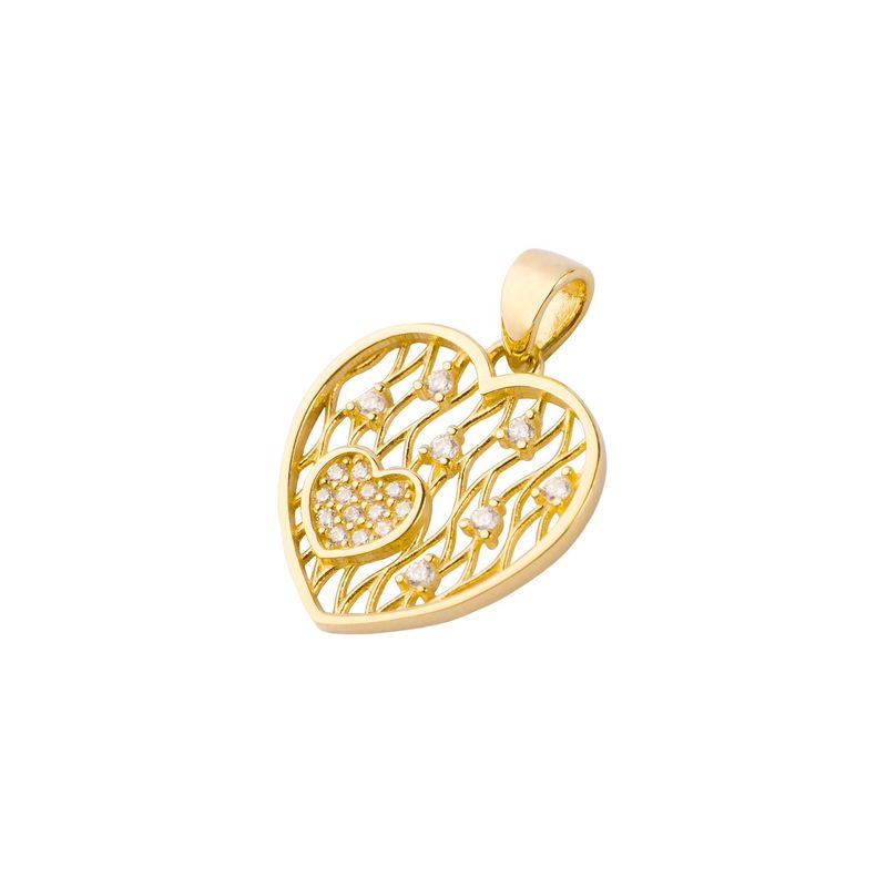 JB JOYAS BARON - Colgante de Oro 18kt Corazon Calado Circon