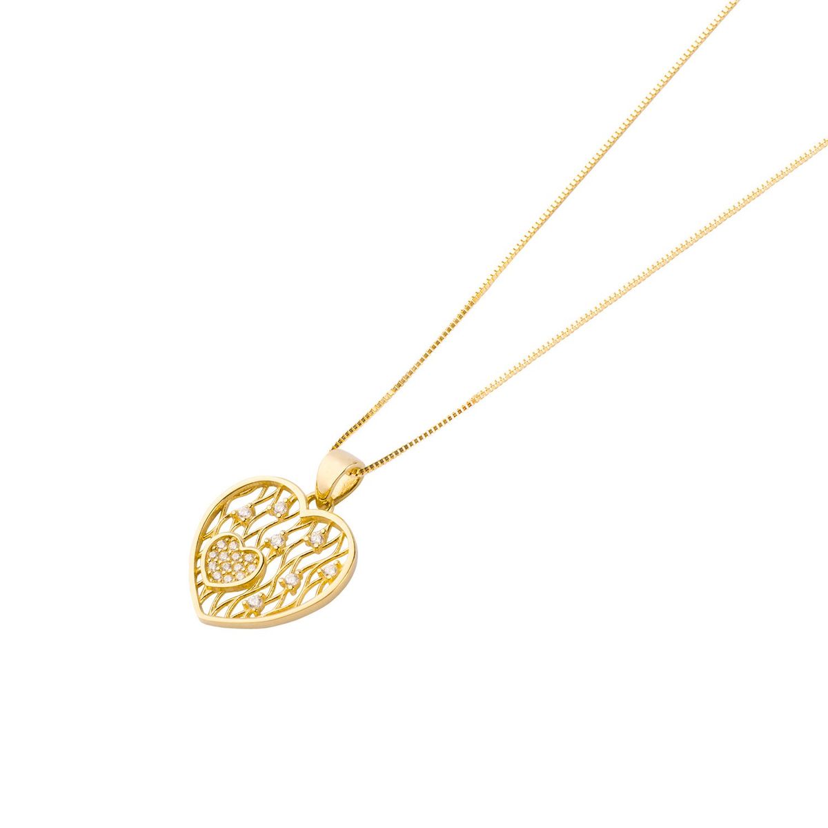 JB JOYAS BARON - Colgante de Oro 18kt Corazon Calado Circon