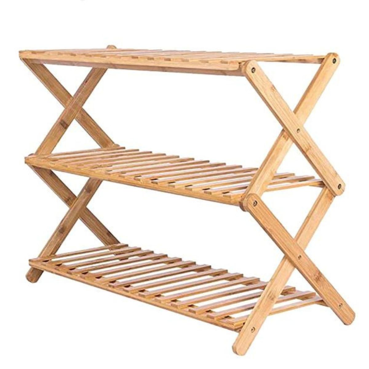 SOHOGAR - Zapatero plegable de madera con 3 niveles 100x25x46 cm