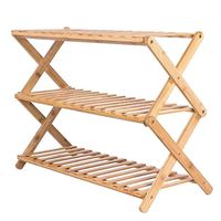 Zapatero plegable de madera con 3 niveles 100x25x46 cm