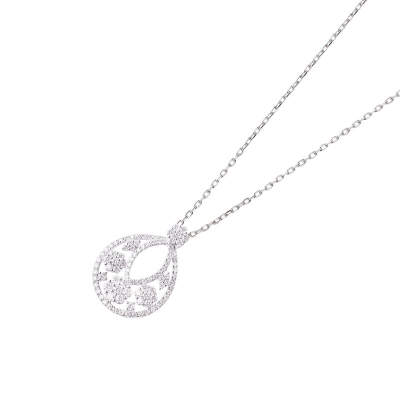 JB JOYAS BARON - Collar de Oro Blanco 18kt con Diamantes de 71 Pts Corte Brillante