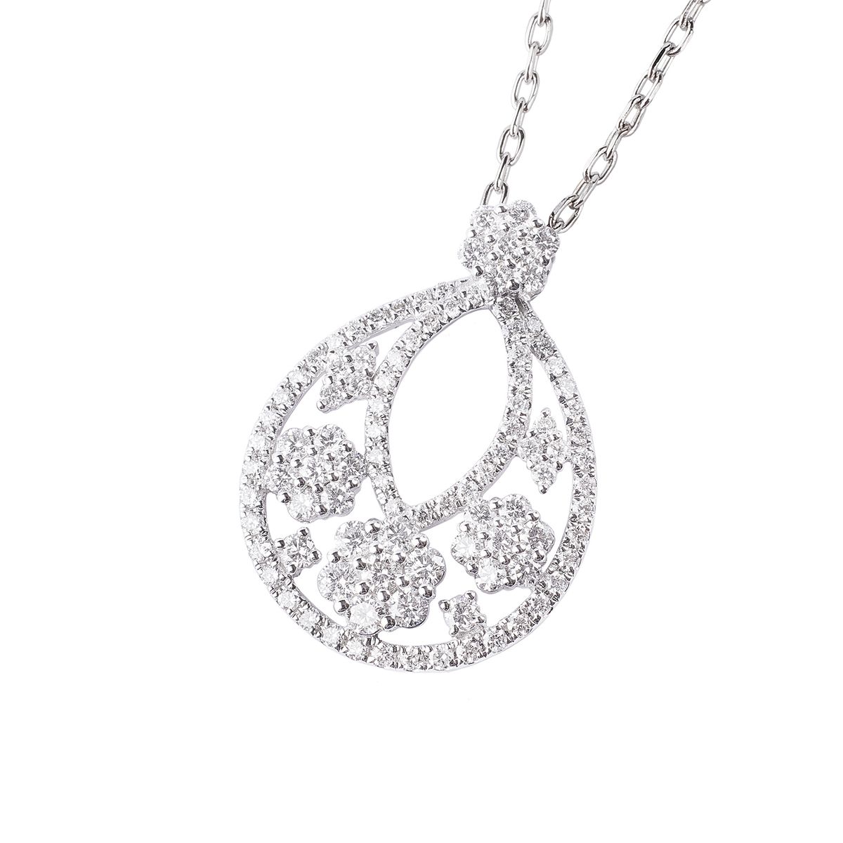 JB JOYAS BARON - Collar de Oro Blanco 18kt con Diamantes de 71 Pts Corte Brillante