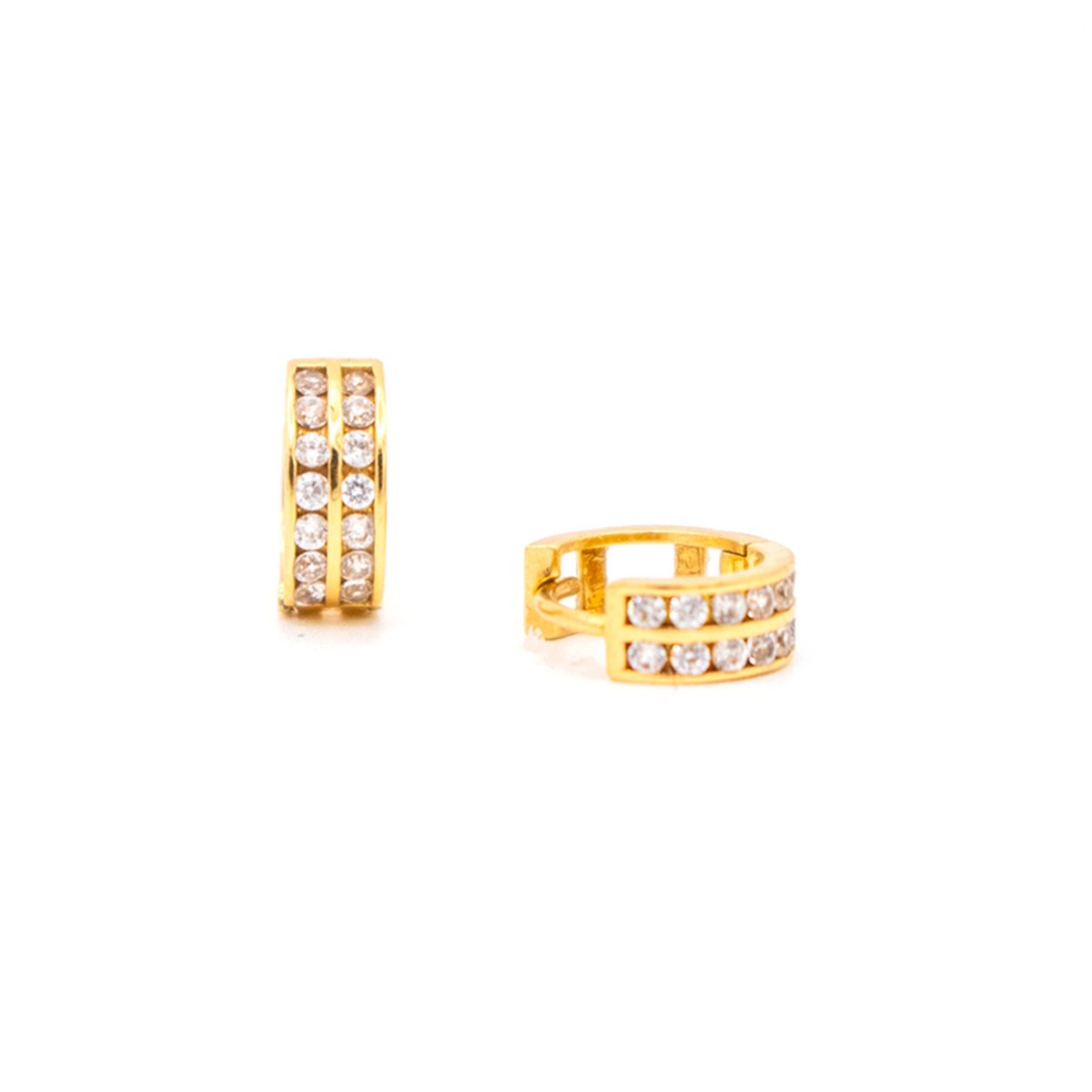 JB JOYAS BARON - Aros de Oro 18kt Doble Riel 28 Circones