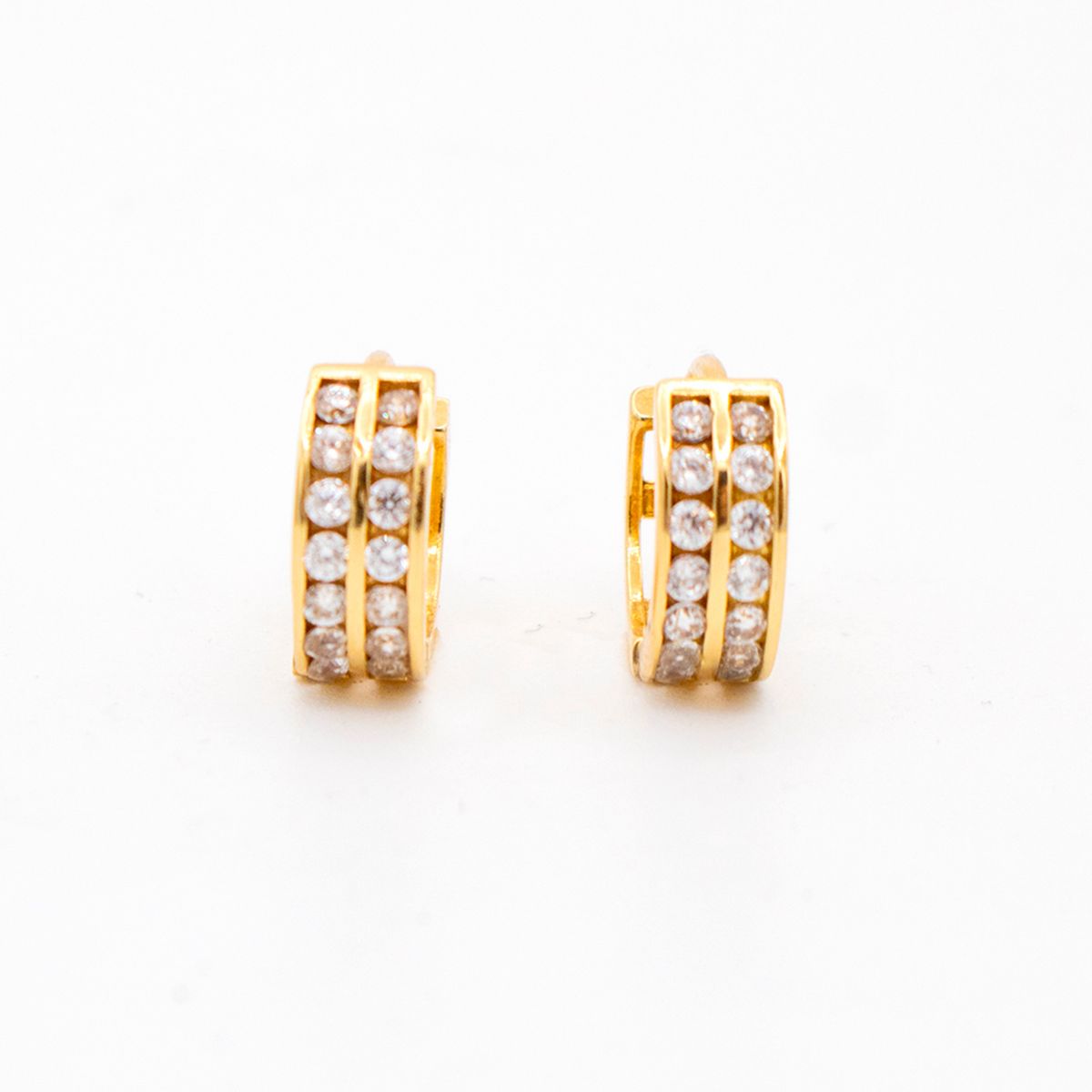 JB JOYAS BARON - Aros de Oro 18kt Doble Riel 28 Circones