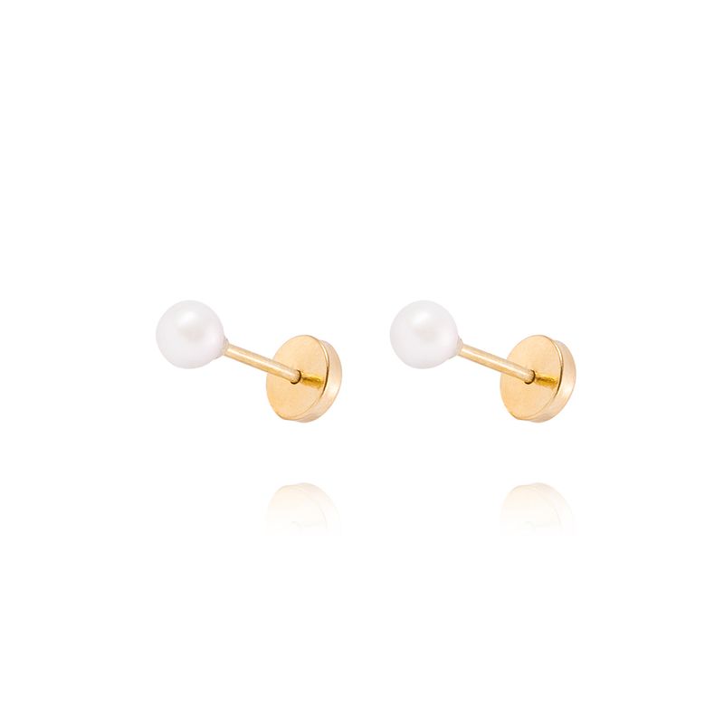 JB JOYAS BARON - Aros de Oro 18kt Perla cultivada sola 3,0 mm. Abridor