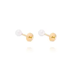 JB JOYAS BARON - Aros de Oro 18kt Perla cultivada sola 3,0 mm. Abridor