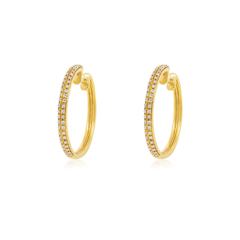JB JOYAS BARON - Aros de Oro 18kt Diamantes Doble riel, 50ptos