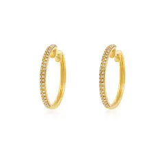 JB JOYAS BARON - Aros de Oro 18kt Diamantes Doble riel, 50ptos