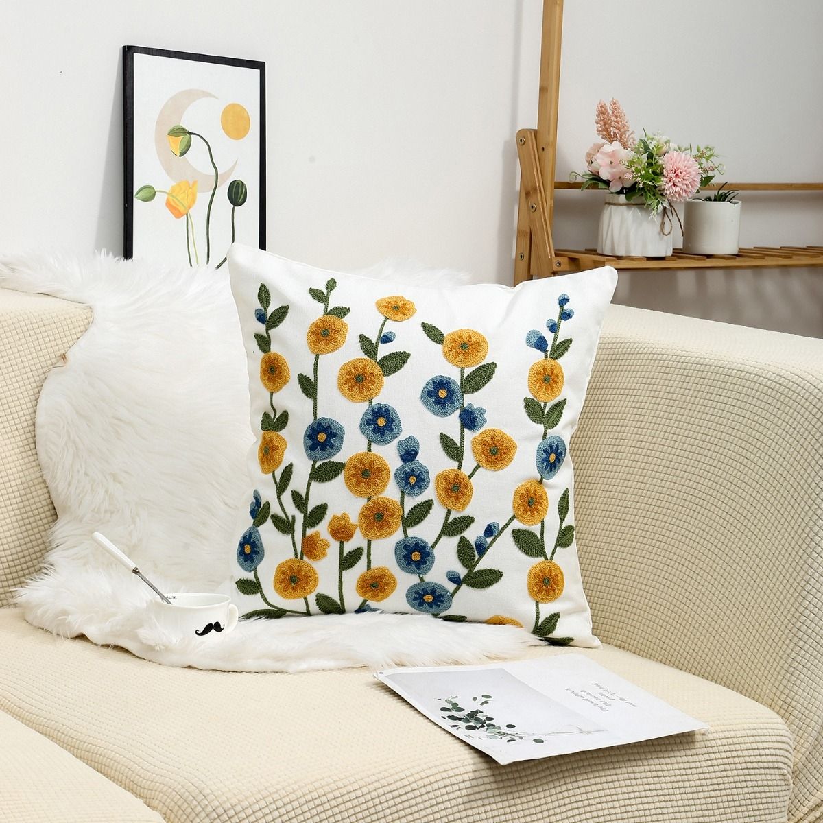 GENERICO - Pack 2 Cojin + Funda De Cojin  Hermosos Bordado 16 (45x45)