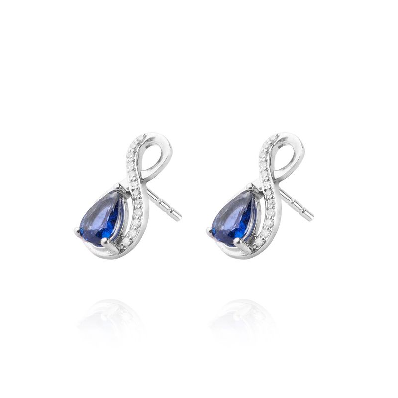 JB JOYAS BARON - Aros de Oro 18kt con Diamantes 6pts total SI/H 85pts Zafiro