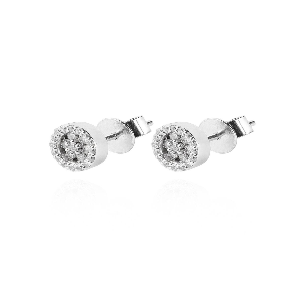 JB JOYAS BARON - Aros de Oro Blanco 18kt con Diamantes 27pts total SI/H