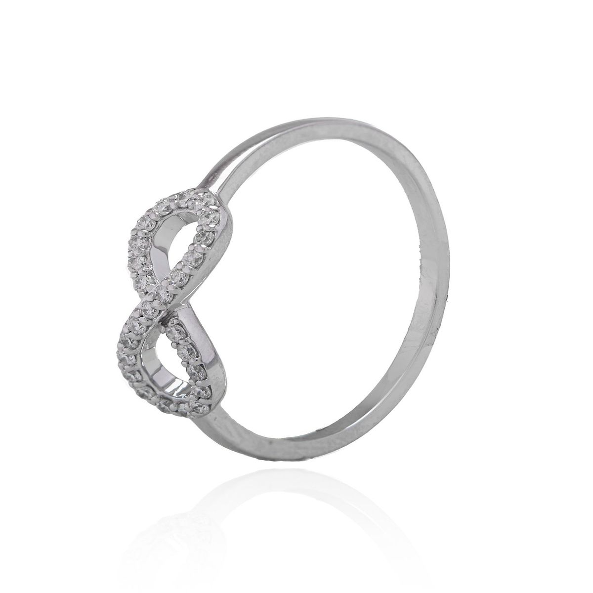 JB JOYAS BARON - Anillo Oro Blanco 18kt Infinito Diamantes de 11 Pts SI/H