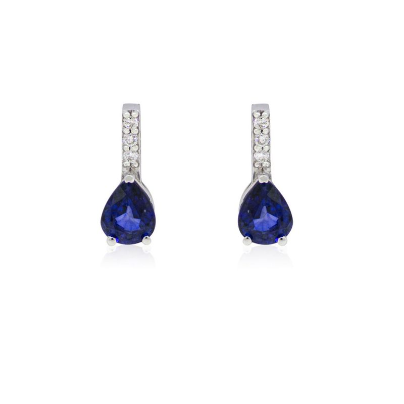 JB JOYAS BARON - Aros de Oro 18kt con Diamantes 4pts total SI/H 86pts Zafiro