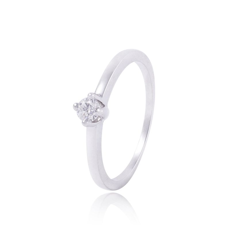 JB JOYAS BARON - Anillo Solitario Oro Blanco 18Kt Diamante 15 Puntos