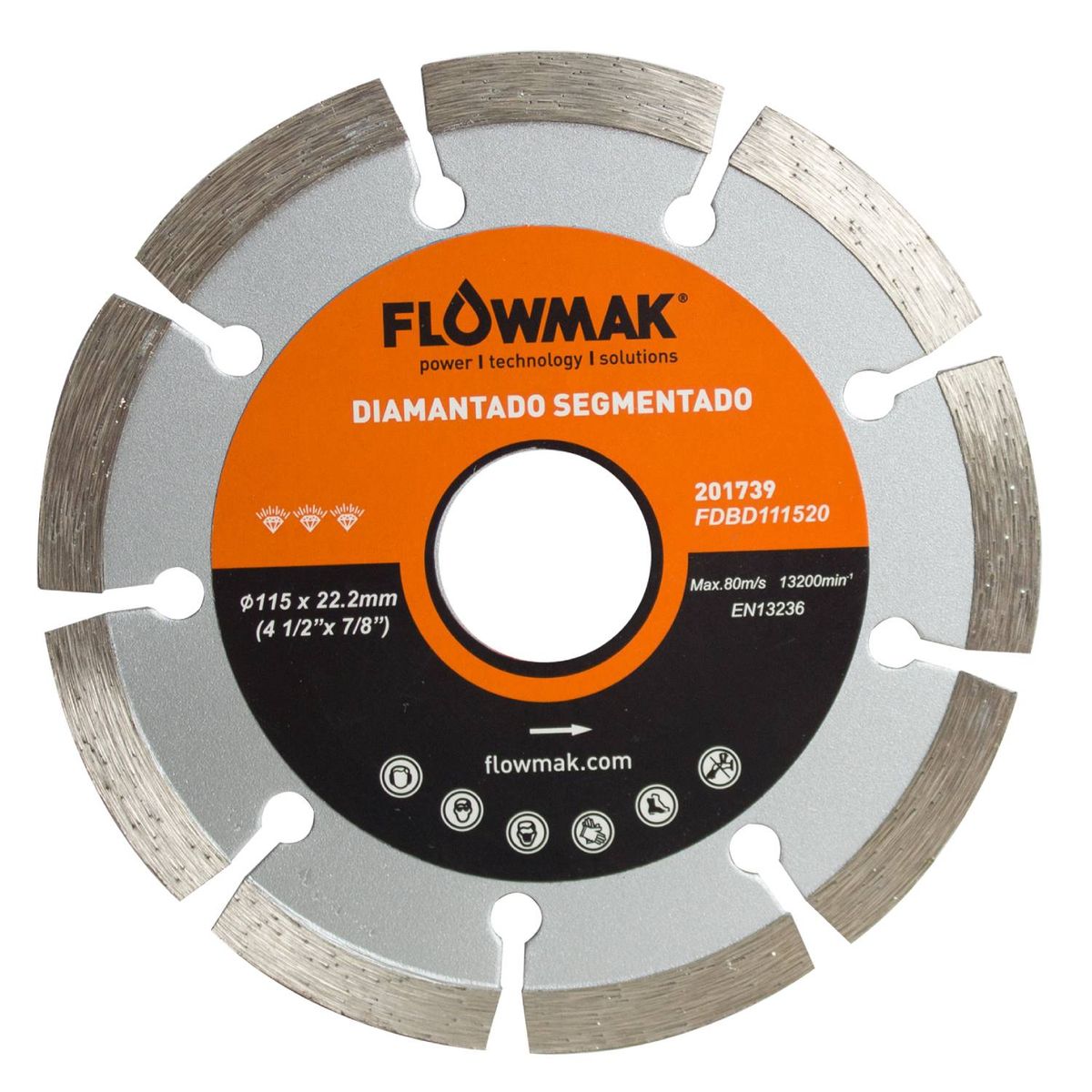 FLOWMAK - Disco diamantado 4,5 pulgadas segmentado Flowmak