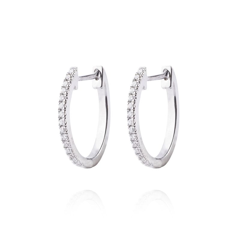 JB JOYAS BARON - Aros de Oro Blanco 18kt con Diamantes Oval 16pts total SI/H