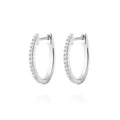 JB JOYAS BARON - Aros de Oro Blanco 18kt con Diamantes Oval 16pts total SI/H