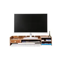 GENERICO - Base de monitor organizador para escritorio multiuso café