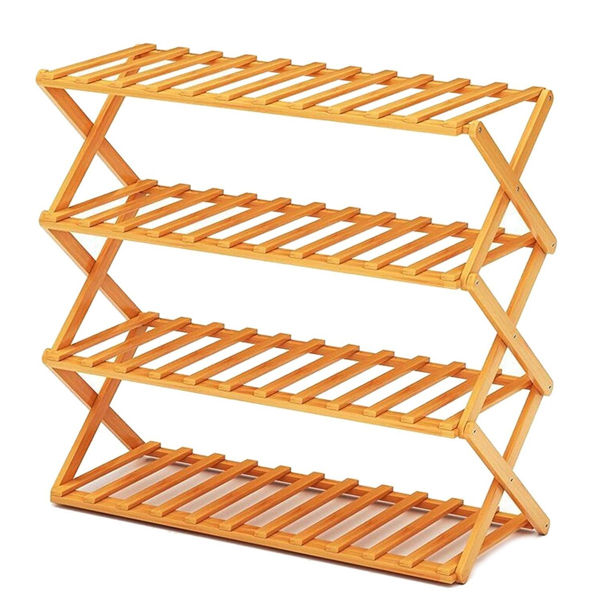 SOHOGAR - Zapatero plegable de madera con 4 niveles 70x25x68 cm