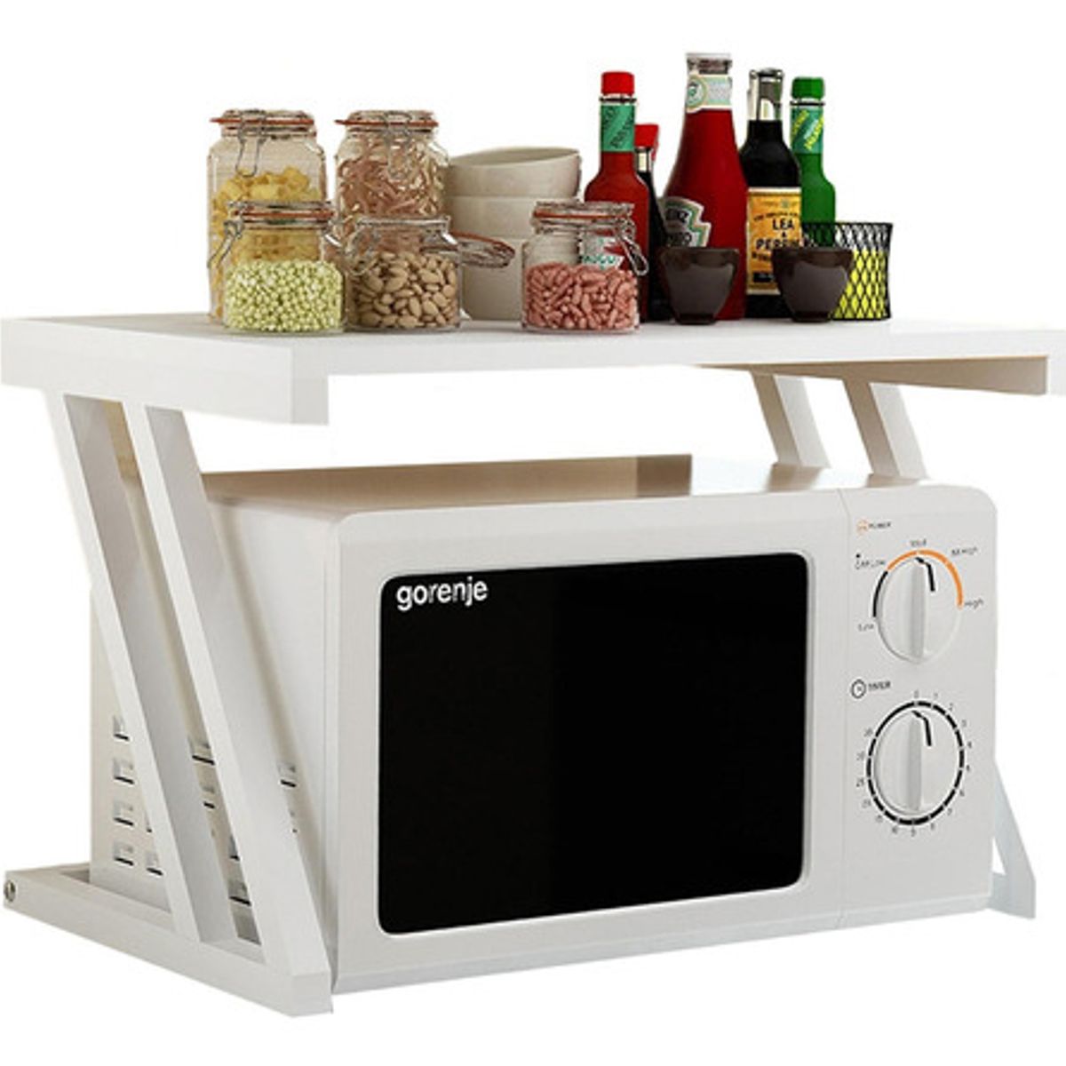 SOHOGAR - Estante organizador microondas madera blanco 38x57x38 cm