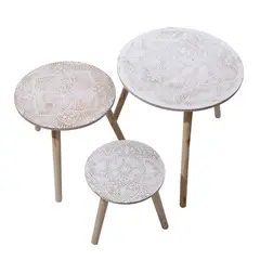 SOHOGAR - Set mesa de centro 3 niveles arrimo madera