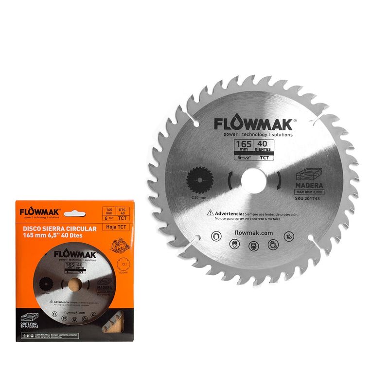 FLOWMAK - Disco para sierra circular 6.5" 40 dientes Flowmak