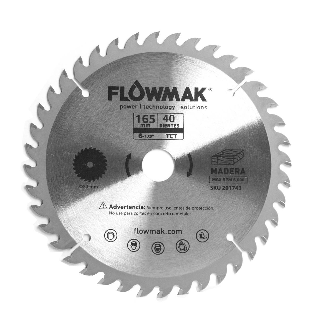 FLOWMAK - Disco para sierra circular 6.5" 40 dientes Flowmak