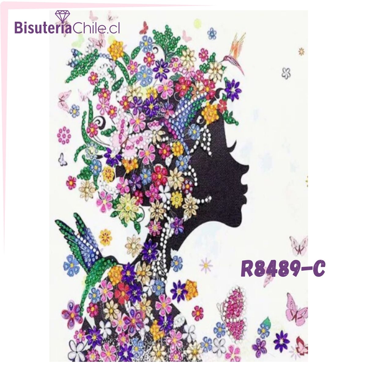 GENERICO - Kit Diamond Painting Pintura Diamantes 5d con cristales mujer y flores