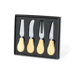 IMPORTCLICK - Set 4 Utensilios Queso Acero Madera Koet
