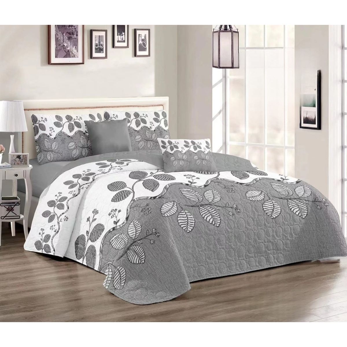 GENERICO - Quilt de Verano 2 plazas. Color Blanco con Diseño TFCC412