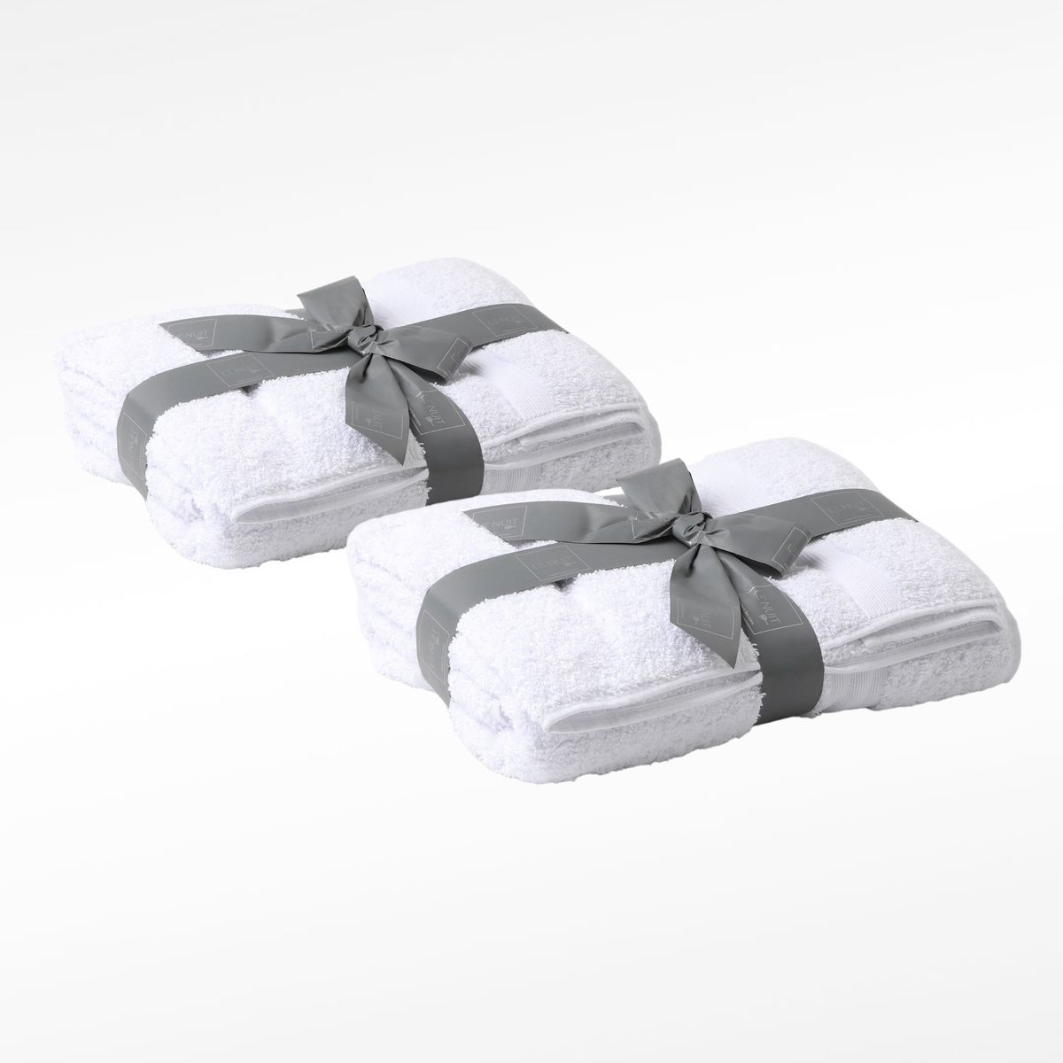 LE NUIT - 2 Set Toallas 650 Gramos Algodón Peruano Baño y Mano Blanca