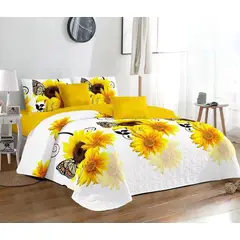 GENERICO - Cobertor de verano tipo Quilt con fundas - Cubrecamas 2 Plazas Girasoles