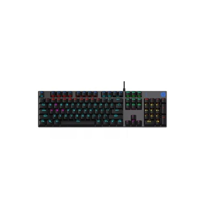HP - Teclado gamer HP GK400F QWERTY español color negro con luz rainbow