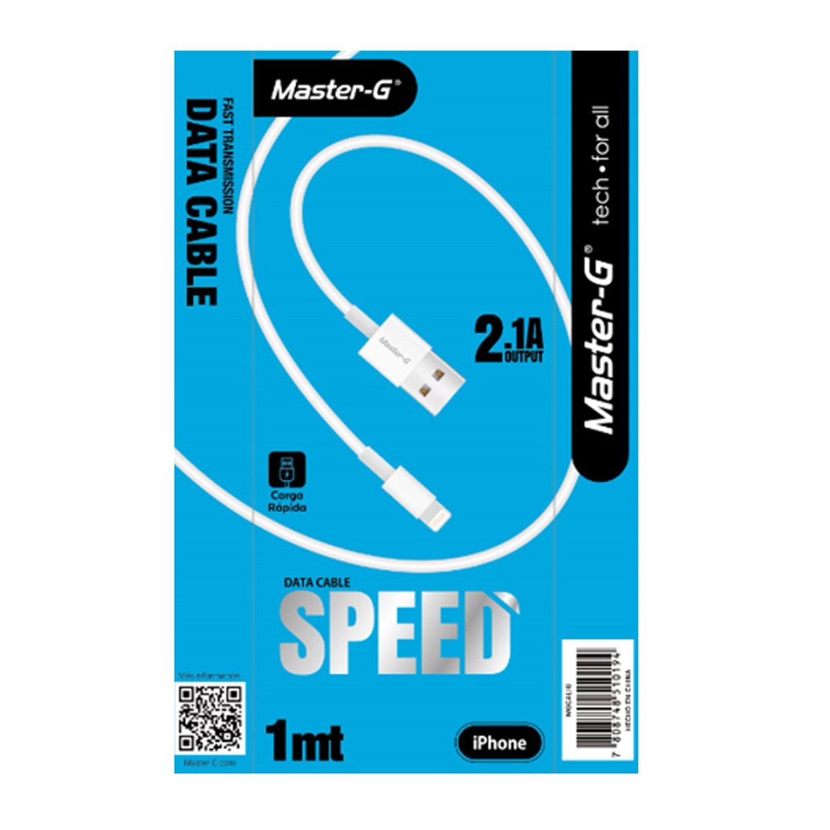 MASTER G - Cable De Carga Rápida Usb A Lightning Mgcalig