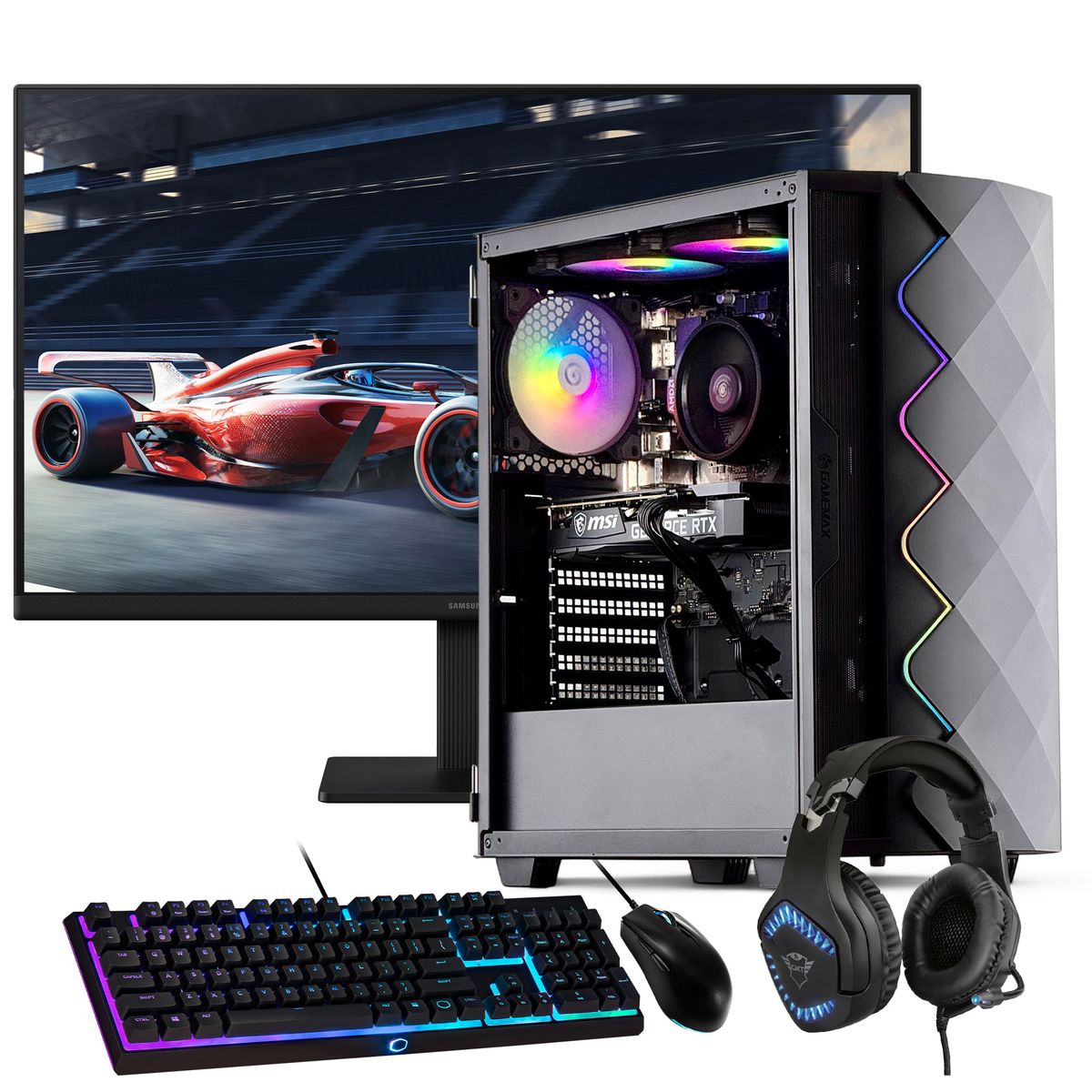HYPERPC - PC GAMER + MONITOR 24 + Perif: AMD RYZEN 5 5600XT 32Gb 2Tb RTX 3050