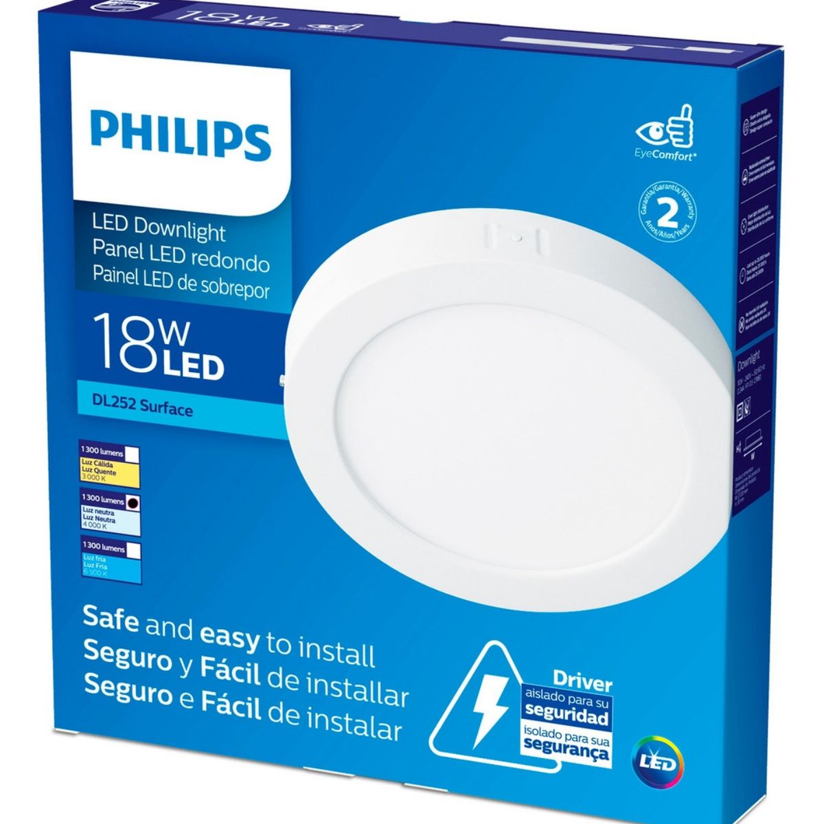 PHILIPS - Panel Plafón Sobrepuesto Redondo Led Philips 18w 4000k 1300Lm DL252