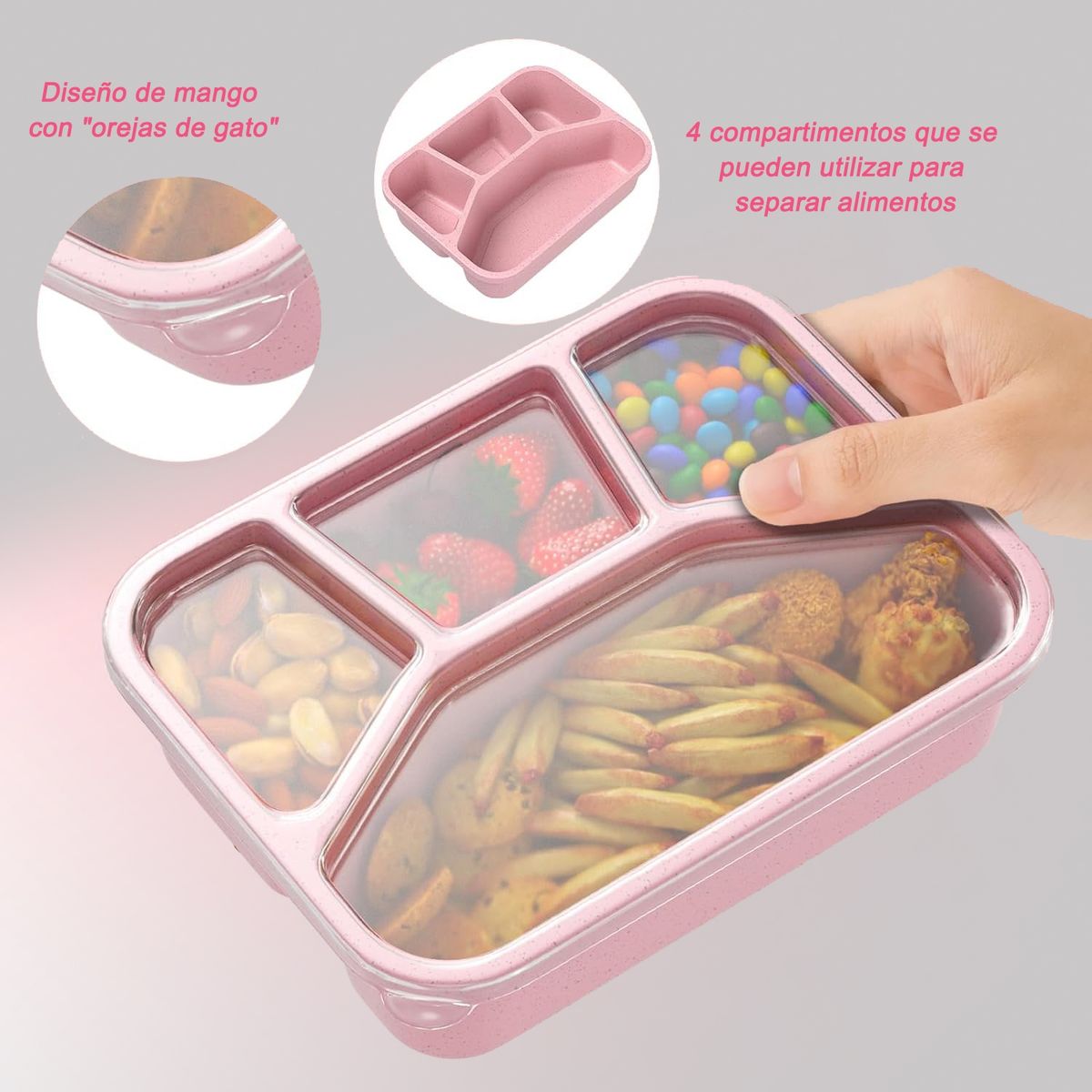 COREJOY - 4 contenedor lonchera Japonesa de paja de trigo apta para microondas